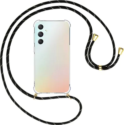 Produktbild von Handykette Backcover-Schutzhülle mit Band (Metall goldfarben) für Samsung Galaxy S23 FE (6.4'') - schwarz/gold
