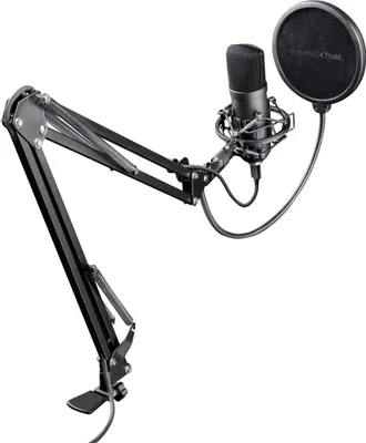 Produktbild von Trust Gaming GXT 252 Emita Plus Studio USB Mikrofon mit Arm und Popfilter, mit Nierencharakteristik für PC, PS4 und PS5, Streaming, Podcast, Voice-over - Schwarz