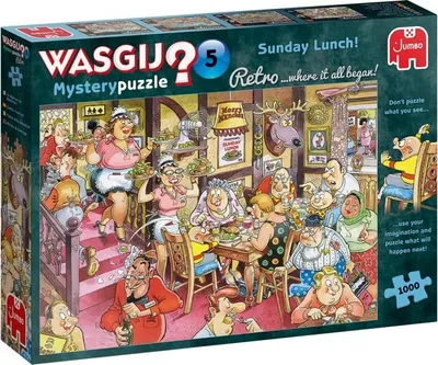 Image de Jumbo 25009 Wasgij Retro Mystery 5-Dîner du dimanche-1000 pièces jeu de puzzle, Multicolore