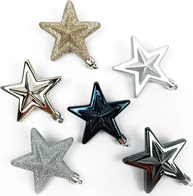 Produktbild von Weihnachtsbaumschmuck, Sterne aus Kunststoff, 6er-Set
