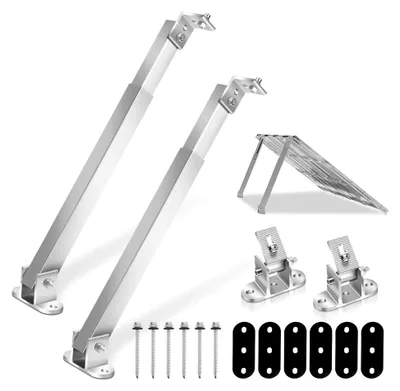 Produktbild von Halterung für Solarpanels, Verstellbare Aufständerung für Balkonkraftwerke, Flachdachmontage 0-60° Winkel, Befestigung für Photovoltaikmodule (1 Paar)