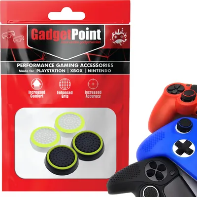 Image de Thumbgrips - Thumbgrips pour PlayStation, PS5, Xbox X/S, One et manette Switch Pro - Thumbgrips pour jeux vidéo - Thumbsticks antidérapants haute performance - Accessoires de protection - Blanc/vert clair et noir/vert clair -