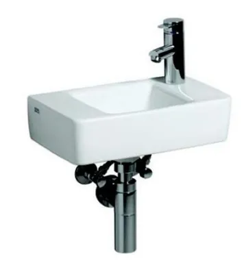 Produktbild von Geberit Handwaschbecken Renova Compact 40x25cm, o. ÜL, Hahnl. re, weiß KeraTect