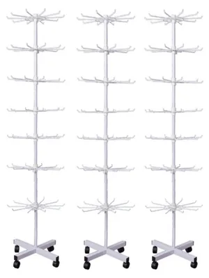 Produktbild von Drehbare Verkaufsständer 155 cm - Rollbare Warenständer - 7 Etagen - 70 Haken - Ladeneinrichtung - Beweglich mit Rädern - Präsentationsständer