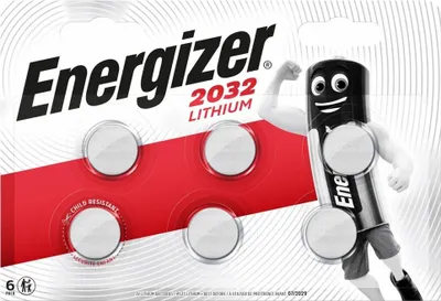 Packaging for Energizer CR2032 lithium batteries, featuring the Energizer bunny character.