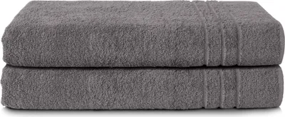 Produktbild von Komfortec 2er Saunatuch Set 80x200 cm aus 100% Baumwolle, XXL-Saunatücher, Sauna Handtuch, Weich, Groß, Frottee, Schnelltrocknend, Anthrazit Grau
