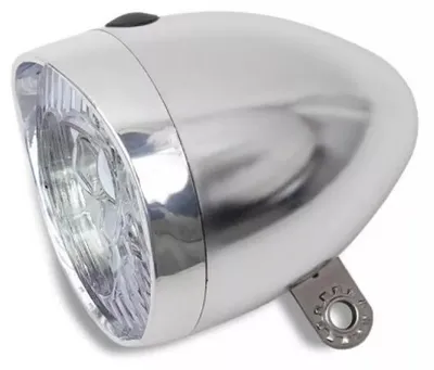 Immagine prodotto di Faro Lynx LED retrò per bicicletta luce anteriore 11 lux, cromato, senza fili, batterie incluse