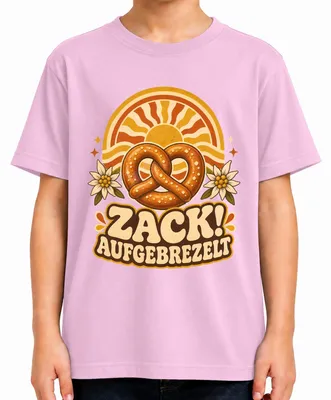 Obrázek produktu pro Zack! Tričko s motivem "Edelweiß", bavorské tradiční oblečení, dětské tričko, růžová barva, velikost 128
