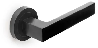 Zdjęcie produktu dla Emuca Zestaw klamek do drzwi wewnętrznychMackay, z rozetą D.50 mm, Aluminium, Czarny
