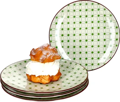 Produktbild von Lime Rio sada 4 dortových talířů Ø 21,5 cm zelený dekor porcelán Ritzenhoff
