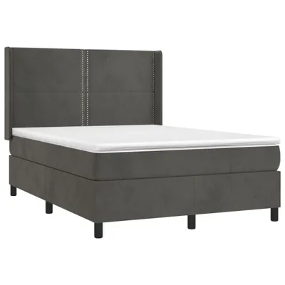 Imagen del producto de Cama con somier y colchón de la marca vidaXL, color gris oscuro, 140x200 cm, tapizada en terciopelo