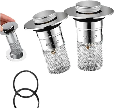 Productafbeelding van Universele RVS Klik-Afvoerstop met Haarvanger voor Keuken en Badkamer - Geschikt voor 33-40mm
