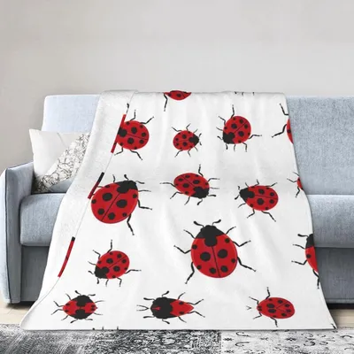 Produktbild von Ultraweiche Flanelldecke mit Marienkäferdesign, Klimaanlagendecke für Bett und Sofa