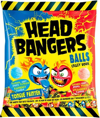 Immagine prodotto di Head Bangers Balls Crazy Sour gusto lampone e fragola 135g