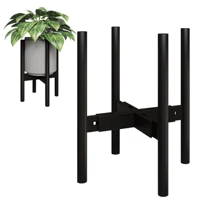 Produktbild von Bamworld Blumenständer, Blumenhocker, Pflanzenhocker, Schwarz, Höhenverstellbar & Kippsicher, Für Verschiedene Blumentöpfe, Höhe 32 cm