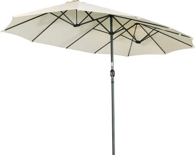 Produktbild von Angel 270 X 460 cm Aluminium Doppelsonnenschirm Marktschirm Gartenschirm Terrassenschirm Sonnenschutz UV50+,Weiß
