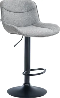 Produktbild von Barhocker RAGAD - Stoff Grau 49x51x85 cm Schwarz | Barstuhl Höhenverstellbar Mit Lehne Drehbar Tresenhocker Tresenstuhl Kneipenhocker Kneipenstuhl