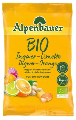Produktbild Alpenbauer Bio Ingwer Limette Ingwer Orange Bonbons 90g
