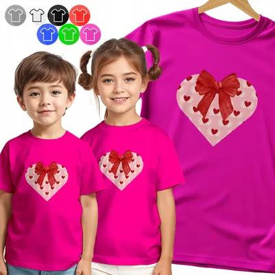 Produktbild von Kinder T-Shirt - Herz Rosa Z WIELKĄ KOKARDĄ - XL