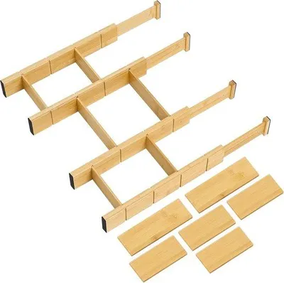 Produktbild von Famanu Ladeverteilungssystem mit Einsätzen - Verstellbarer Organizer für Küchenschubladen - 4 Stück