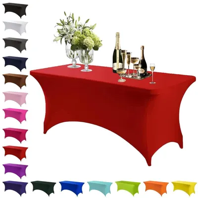 Produktbild von Stretch Tischdecke Rot Rechteckig 120 x 60 cm Waschbar Knitterfrei Elasthan Polyester Elasthan
