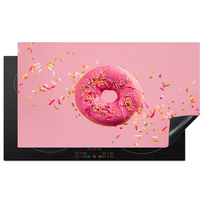 Produktbild von KitchenYeah© Herdabdeckplatte Donut - Rosa - Bonbon , 89x51cm, Küche Deko, Glaskeramikkochfeld Herdabdeckung, Abdeckplatte fùr Kochfeld