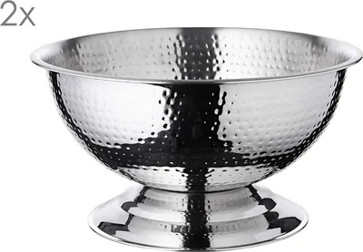 Immagine prodotto di Set da 2 secchielli per champagne Cara, acciaio inossidabile lucidato a specchio, finitura martellata, diametro 40 cm, altezza 21 cm