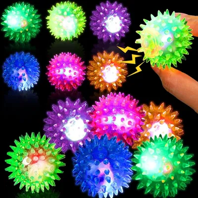 Productafbeelding van Lichtbal voor kinderen - Set van 12 - Egelballen - Klein - Zacht - Licht speelgoed - Stressbal - Cadeau aways Kerstmis