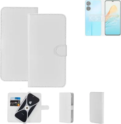 Produktbild von K-S-Trade Handy Hülle Schutz Hülle kompatibel mit ZTE Axon 40 Lite Cover Case Bookstyle Bumper weiß 1x