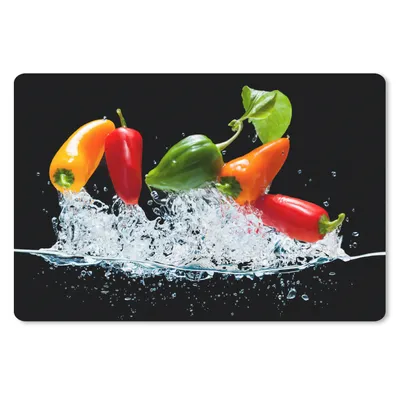 Produktbild von MuchoWow® Mauspad Mousepad Paprika - Schwarz - Gemüse - Wasser - Blatt 27x18 cm - Mousepads - Maus Mat - Pad - Mausunterlage - Büroartikel - Desk Matten