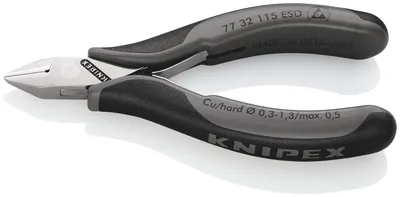 Produktbild von KNIPEX 77 32 115 ESD Elektronik-Seitenschneider ESD mit Mehrkomponenten-Hüllen 115 mm