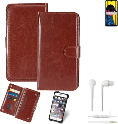 Produktbild von K-S-Trade 360° Hülle kompatibel mit Huawei nova Lite 3 inkl. Headphones braun Kunstleder Case BookCase WalletCase Kunstlederederhülle Handyhülle,