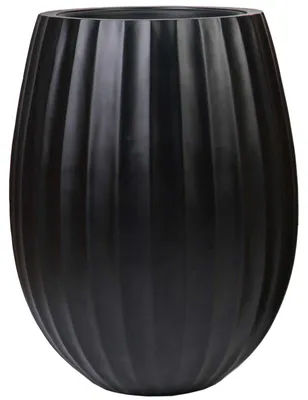 Produktbild von VIVANNO Blumentopf Fiberglas BALAO Rund, Harmonikaschwarz matt - 39x50 cm