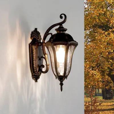 Produktbild von Außenleuchte Rustikal FLORENZ in Schwarz Gold antik IP44 Outdoor Wandlampe Garten Haus