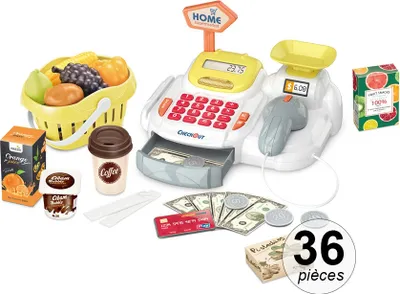 Zdjęcie produktu dla TechKidz, kasa fiskalna ze skanerem i akcesoriami - 36-elementowy zestaw, kolorowy