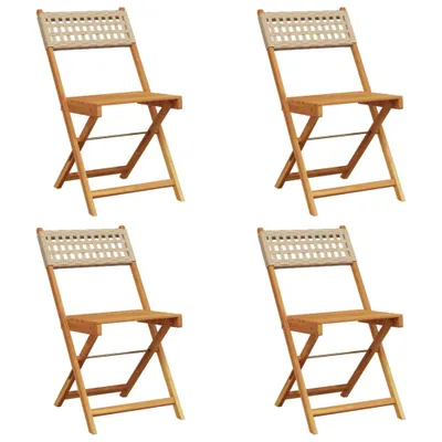 Produktbild von vidaXL Gartenstühle 4 Stk. Klappbar Beige Poly Rattan & Massivholz