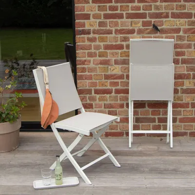 Image de Chaise pliante de jardin aluminium blanc textilène WHITESTAR