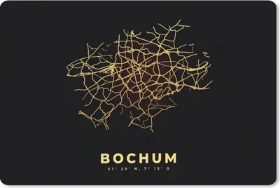 Produktbild von MuchoWow® Schreibtischunterlage Gold - Karte - Bochum - Stadtplan 60x40 cm - XXL Mauspad - Großes Mauspad