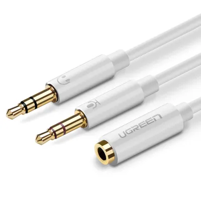 Immagine prodotto di Ugreen Av140 Audio Aux cuffie + sdoppiatore microfono a 3,5 Mm Mini Jack cavo, 28Cm, Abs (bianco)