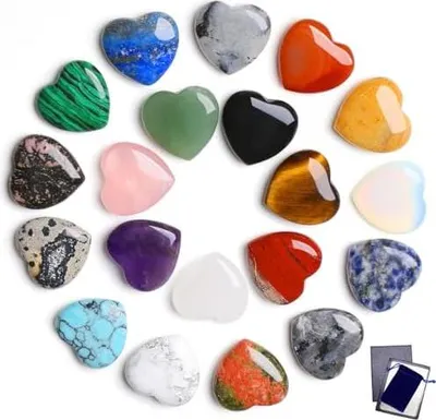 Produktbild von 20 Stück Glücksbringer Herz Kristalle Edelsteine Set Kleine Glücksbringer Silvester Deko 2026 Glückssteine Mini Neujahrsgeschenke Kleine Weihnachtsgeschenke Geschenke Liebe Valentinstag