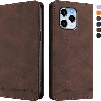 Image de Etui pour Honor 60 SE, étui rétro en cuirPolyuréthaneavec support et fentes pour cartes Marron