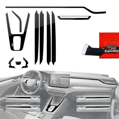 Image de Film protecteur Grizz Protector 11 en 1 pour console centrale et tableau de bord - Skoda Octavia 4, modèle restylé (2024-2026), finition noire brillante