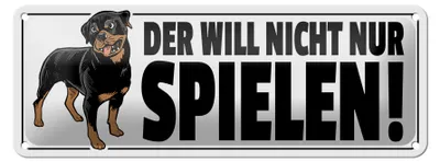 Produktbild von Blechschild Spruch 27x10cm Hund will nicht nur spielen Dekoration