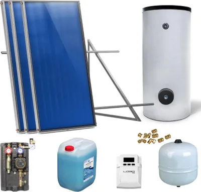 Produktbild von Solaranlage Solarpaket 3 Kollektoren Speicher Flachdach Flachkollektor Speicher
