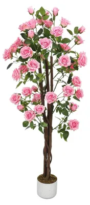 Produktbild von Künstlicher Rosenbaum - Topfpflanze 1 Stück 150 cm - Realistische Deko - Pflegeleicht - Für Innen und Außen - Wohnung Wohnzimmer Büro