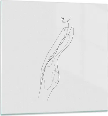 Produktbild von Bilder auf glas - Einteilig - Kontur Frau Minimalismus - 40x40cm - Glasbilder - Wandbilder - Bilder - zum Aufhängen bereit - Wanddekoration aus Glas - Glas Bilder - Wandbild auf Glas - GAC40x40-4242