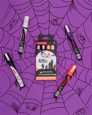 Produktbild von Halloween-Kreidemarker "PWE-5M", 4 verschiedene Farben, 1,8-2,5mm, Set, UNI 2UPWE5MHALLOWEEN