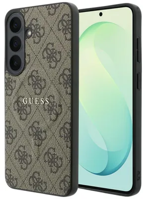 Productafbeelding van Guess Embossed 4G Ring Classic Logo MagSafe hoesje voor de Samsung Galaxy S26 FE, bruin