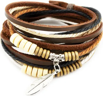 Produktbild von axy Echtlederarmband Lederarmband Wickelarmband Armband für Herren Damen Männer Armschmuck