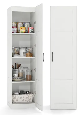 Schmaler Hochschrank 40x37,5x150 cm, 4 Ebenen, weiß